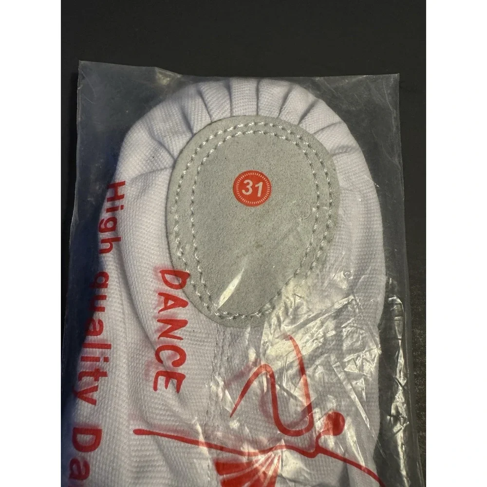 Girls White Ballet Slippers Canvas Dance Shoes Child 13M New Minor Stains